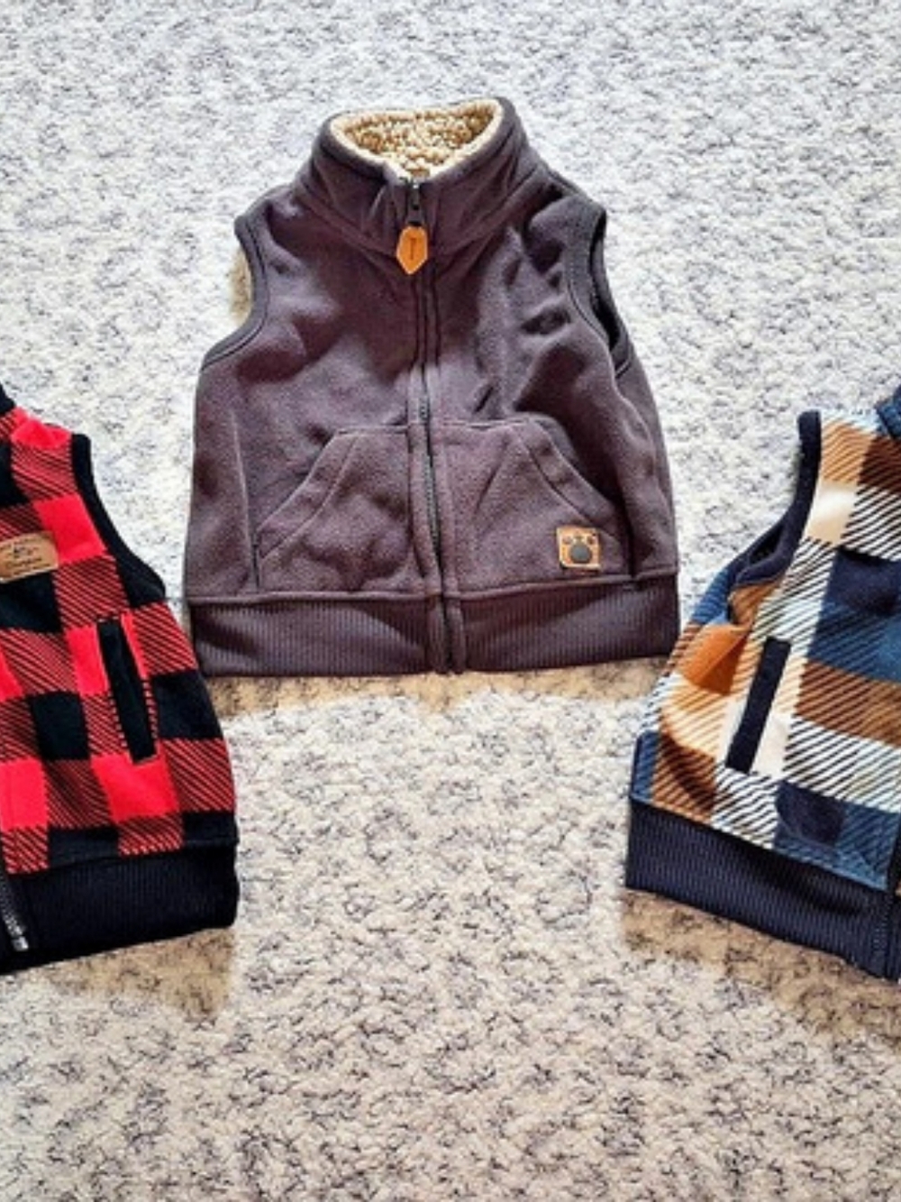 Carter's 3-Piece Vest Set Plaid Vest Set Baby 3m New